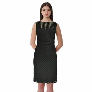 Lauren Ralph Lauren Dress Women 12 Chevron Black Lace Sleeveless Lined Party